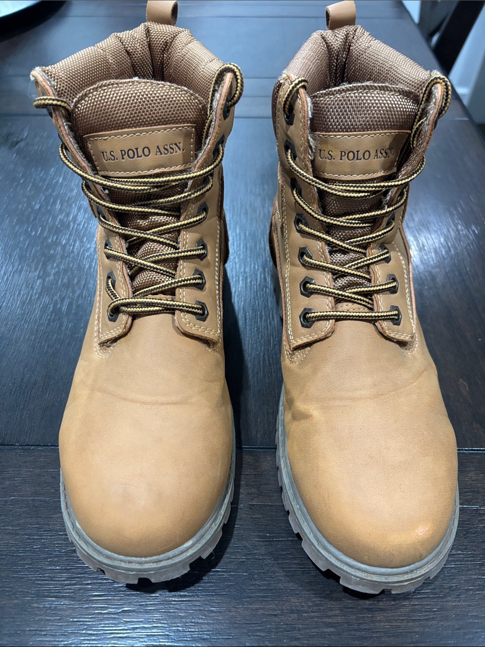U.S. Polo Assn. Men’s Light Brown Lace-Up Work Boots